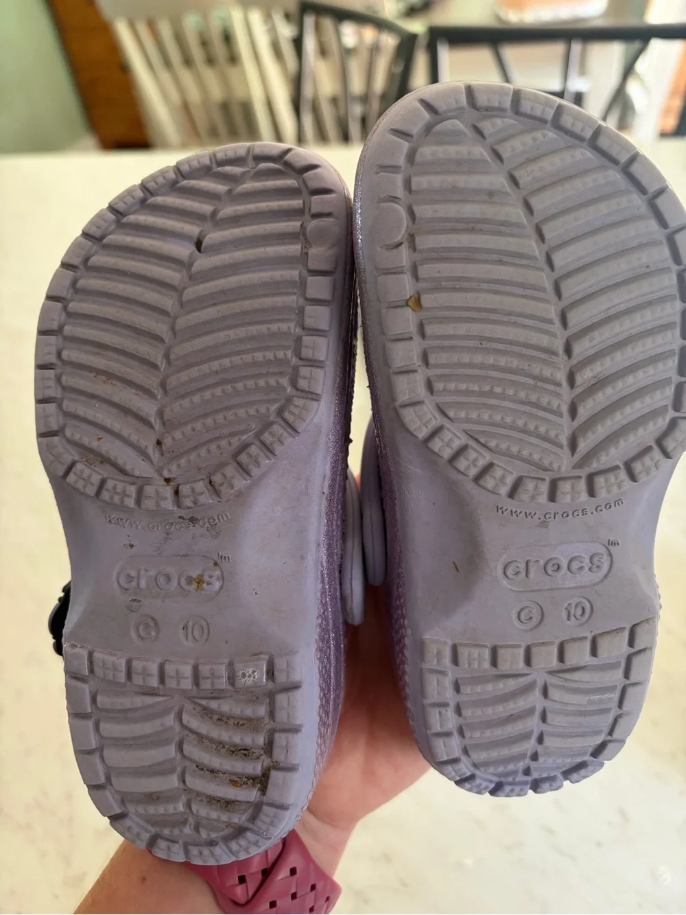 CROCS Kids' Glitter Classic Clog in Lavender